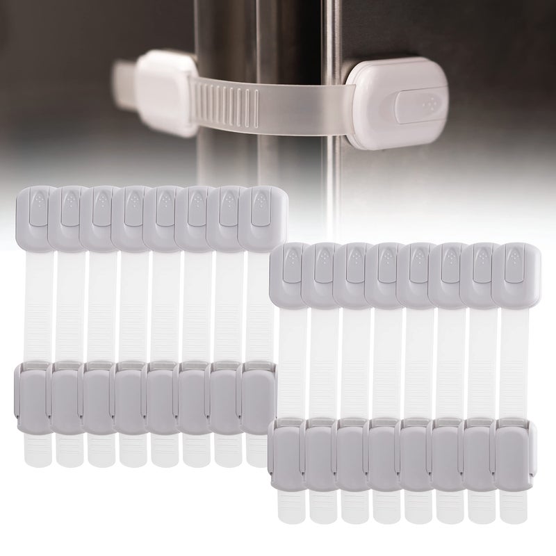 Inaya 16-Pack Child Proof Locks for Cabinet Doors, Drawers, Fridge, Toilet Seat, Dishwasher, Trash Can, Cupboard - 3M Adhesive - No Drilling - Baby Proofing Cabinet Locks - Image 1